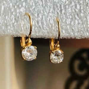 Gold tone CZ hanging earrings